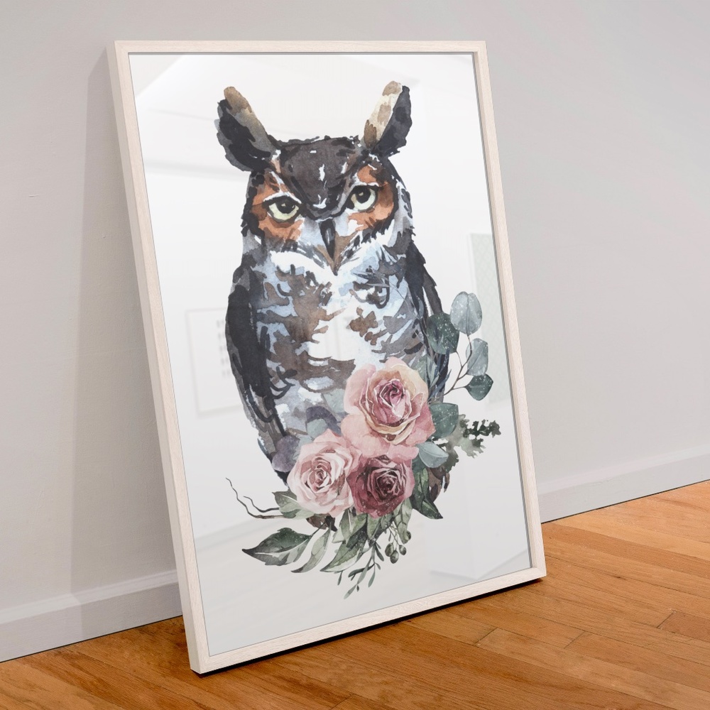 Owl Watercolor Wall Art Print Poster  Unframed - Picture 4 of 15